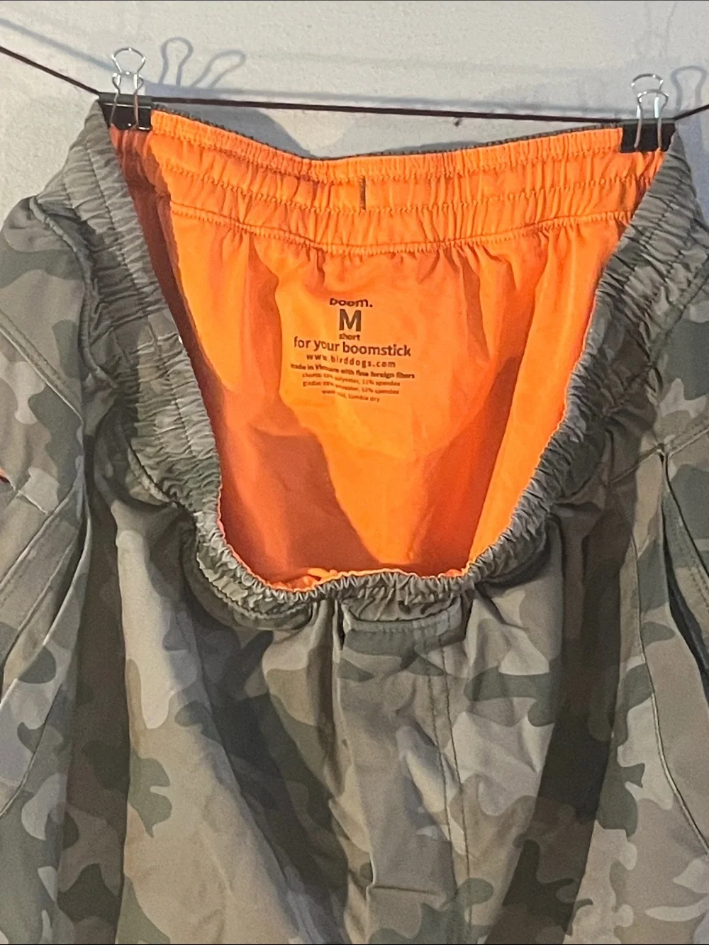 Birddogs Men's Camo Athletic Shorts with Orange Liner